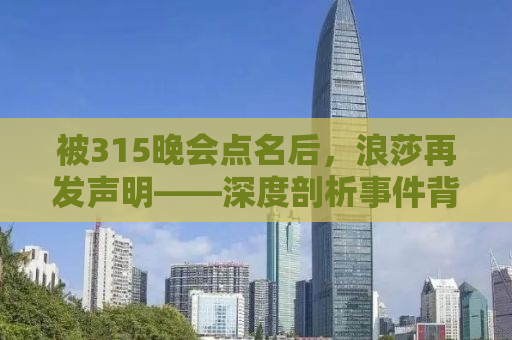 被315晚会点名后，浪莎再发声明——深度剖析事件背后的真相
